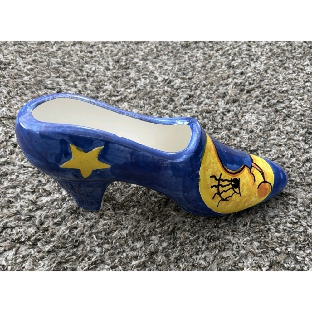 Moon and Stars High Heel ShoeSculpture Art Blue‎ Yellow Bellini Piu Italy Made